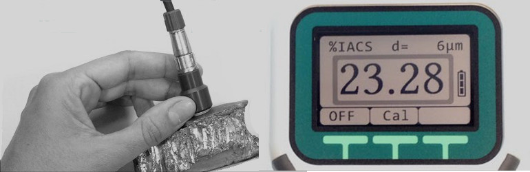 Model 12Z Conductivity Meter testing a rough metal surface
